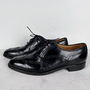 Johnston & Murphy Black Leather Wingtip Black Oxfords Dress Shoes 12 C/A
